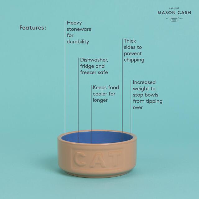Mason Cash Cane/Blue Lettered Cat Bowl 13cm thumbnail 3