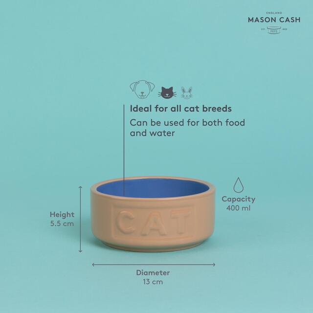 Mason Cash Cane/Blue Lettered Cat Bowl 13cm thumbnail 6