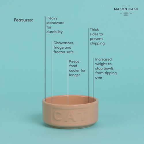 Mason Cash Cane Lettered Cat Bowl 13cm thumbnail 4