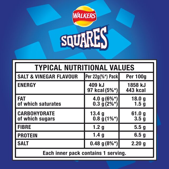 Walkers Squares Salt & Vinegar Multipack Snacks thumbnail 8