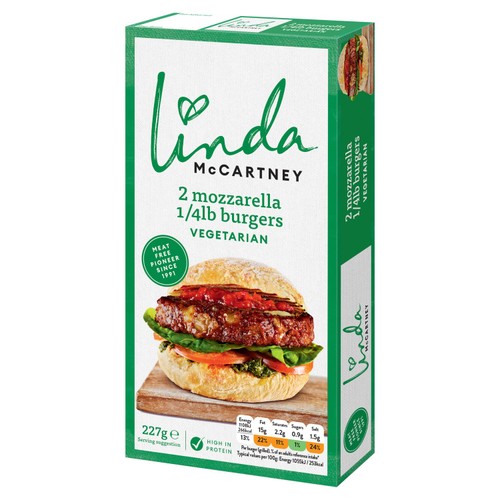 Linda McCartney 2 Mozzarella Burgers Frozen thumbnail 2