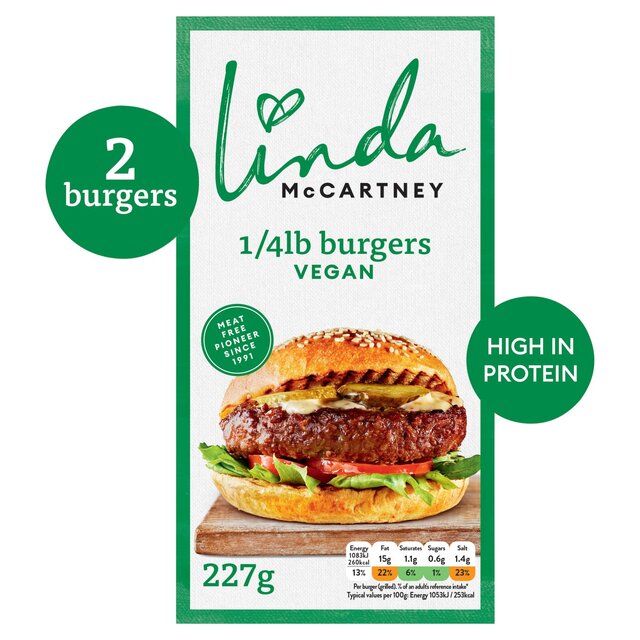 Linda McCartney 2 Vegetarian Quarter Pounders Frozen