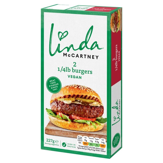 Linda McCartney 2 Vegetarian Quarter Pounders Frozen thumbnail 2