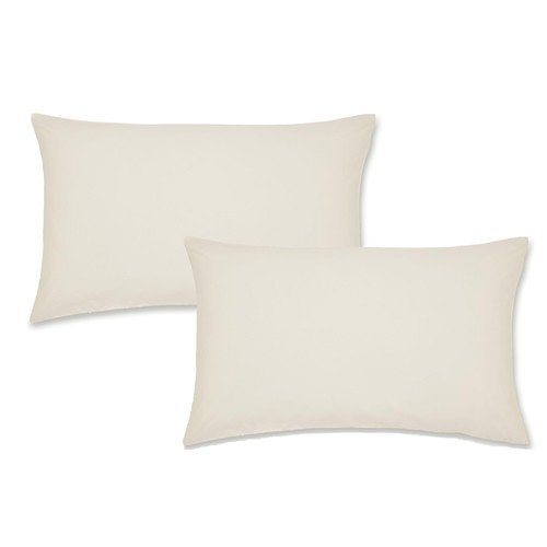 Catherine Lansfield Plain Dye Polycotton Housewife Pillowcase Pair, Cream