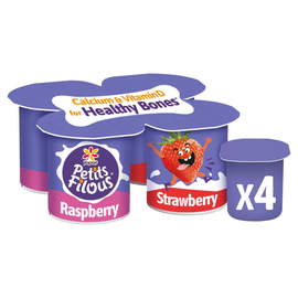 Petits Filous Kids Strawberry & Raspberry Yoghurt Pots 4 x 85g - Image 1