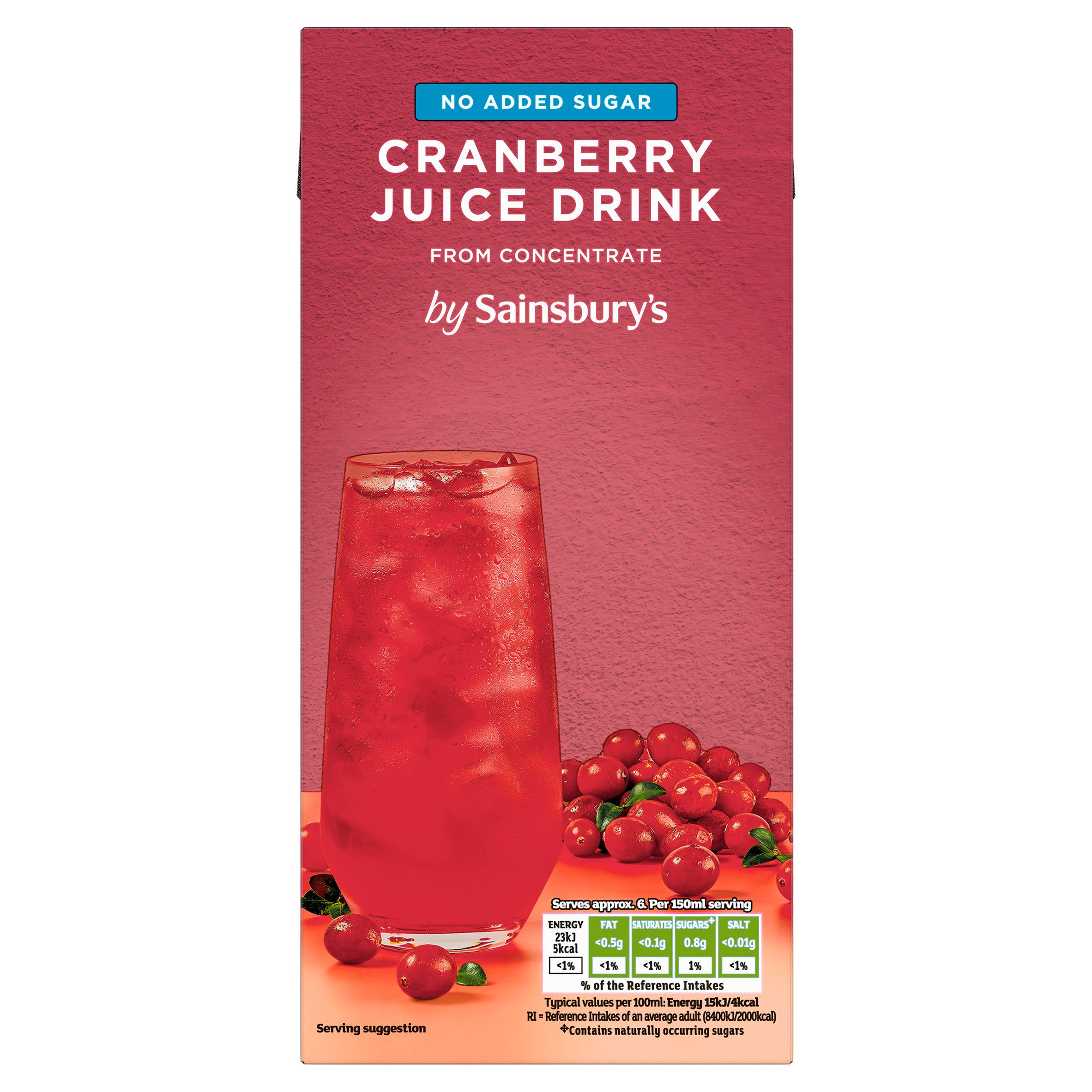 Sainsbury's Cranberry Juice Drink, No Added Sugar 1L
