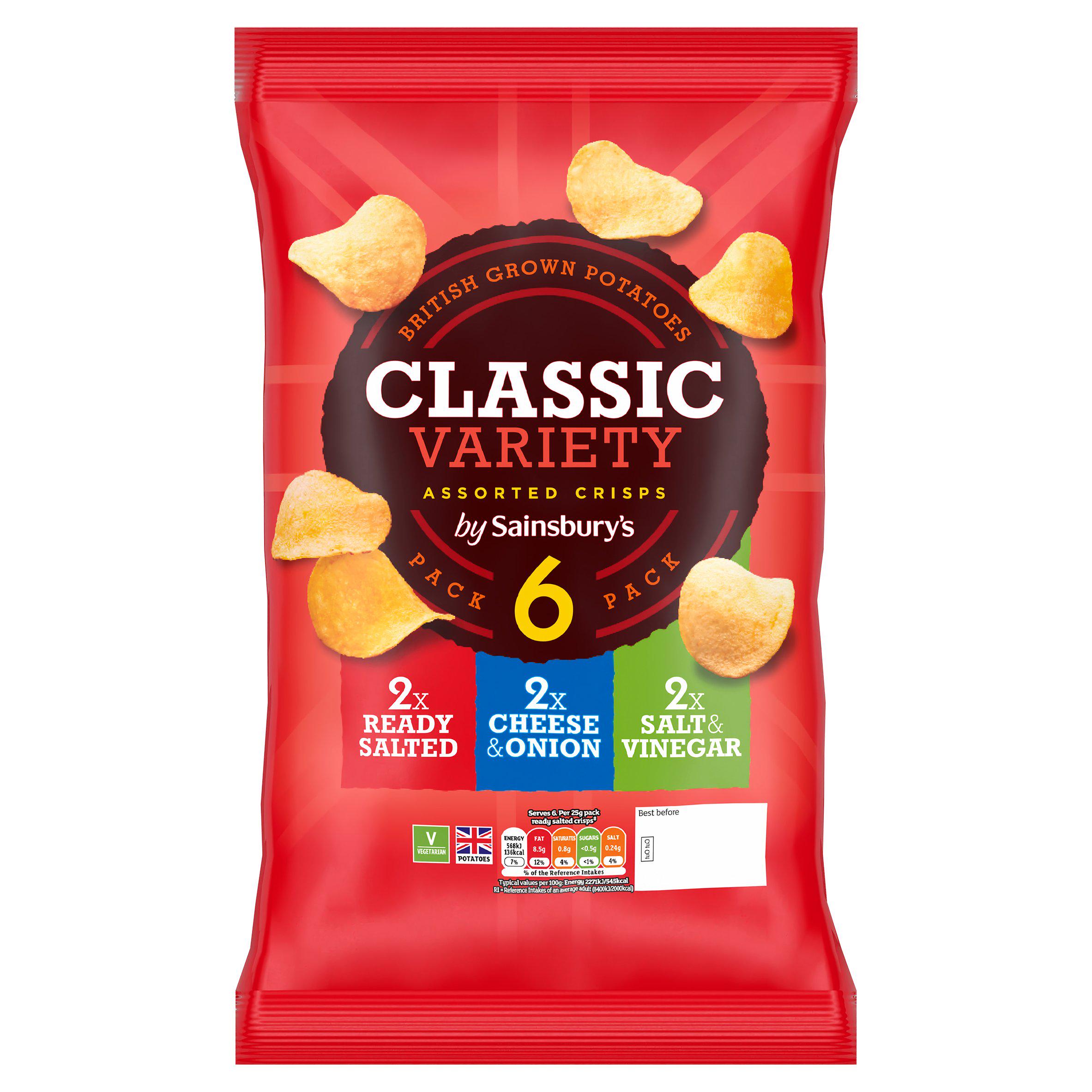 Sainsbury's Assorted Multipack Crisps 6x25g