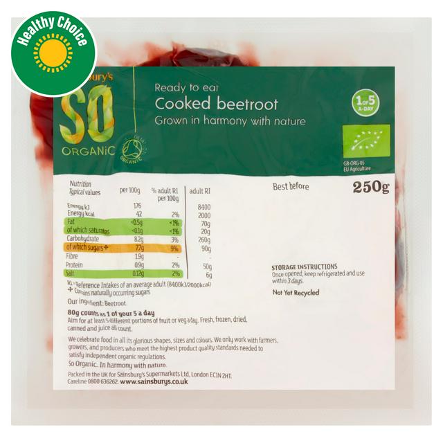 Sainsbury's Beetroot Vacuum Pack, SO Organic 250g
