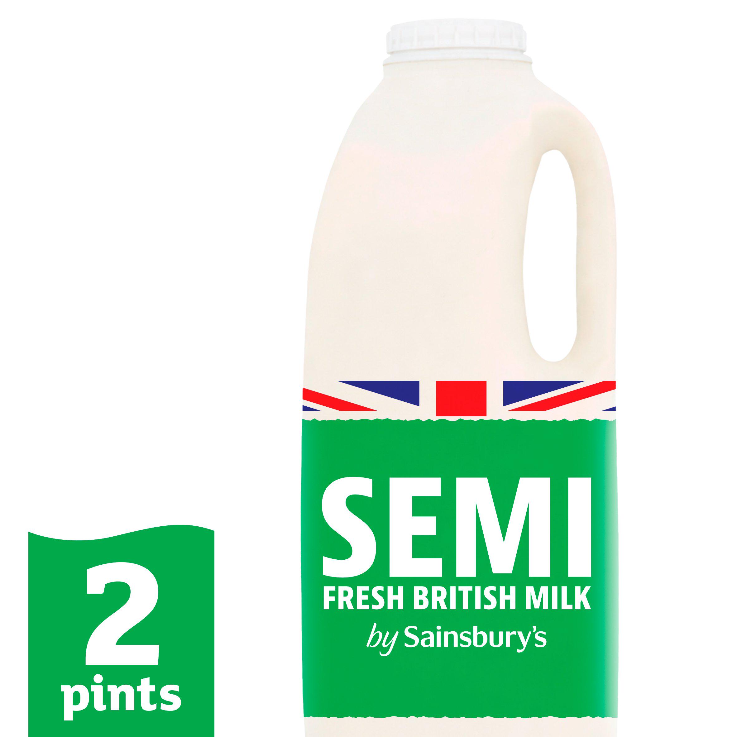Sainsbury's British Semi Skimmed Milk 1.13L (2 pint)