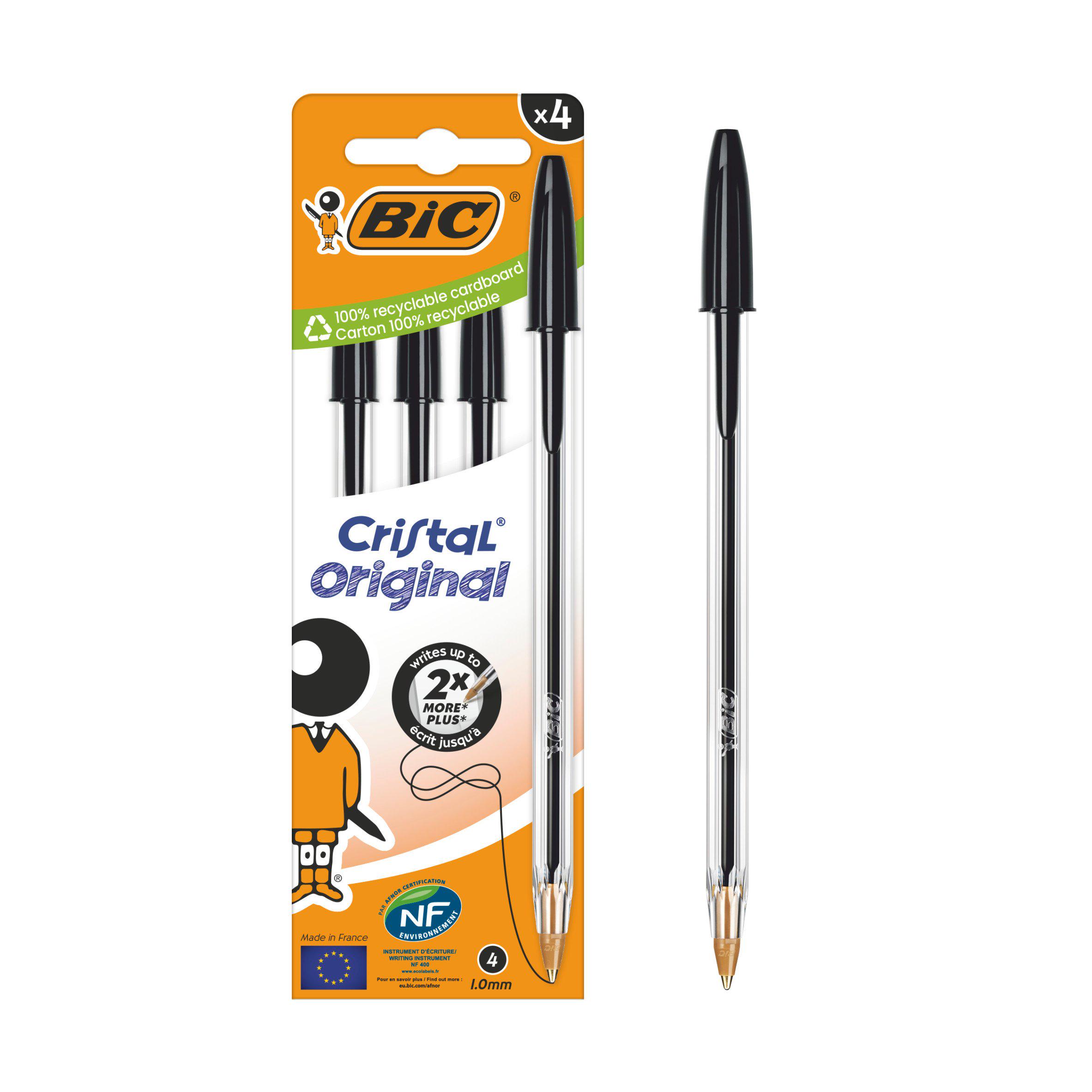 BIC Cristal Black Ballpoint 4 Pack