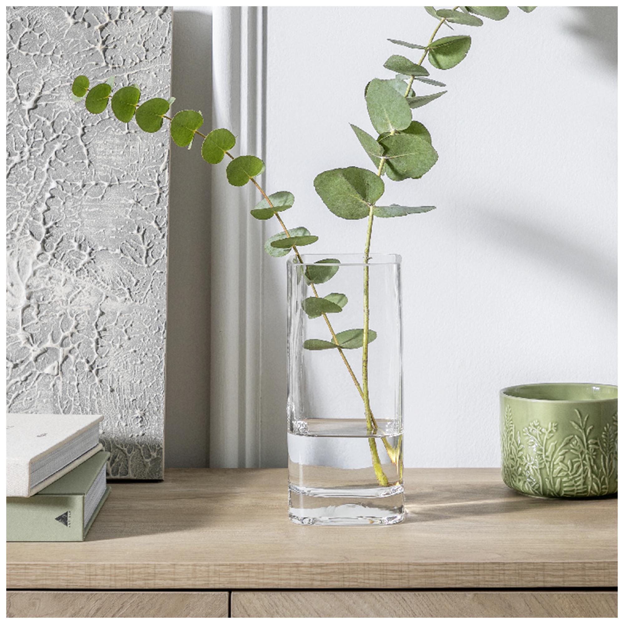 Habitat Small Round Edge Square Glass Vase - Clear thumbnail 2