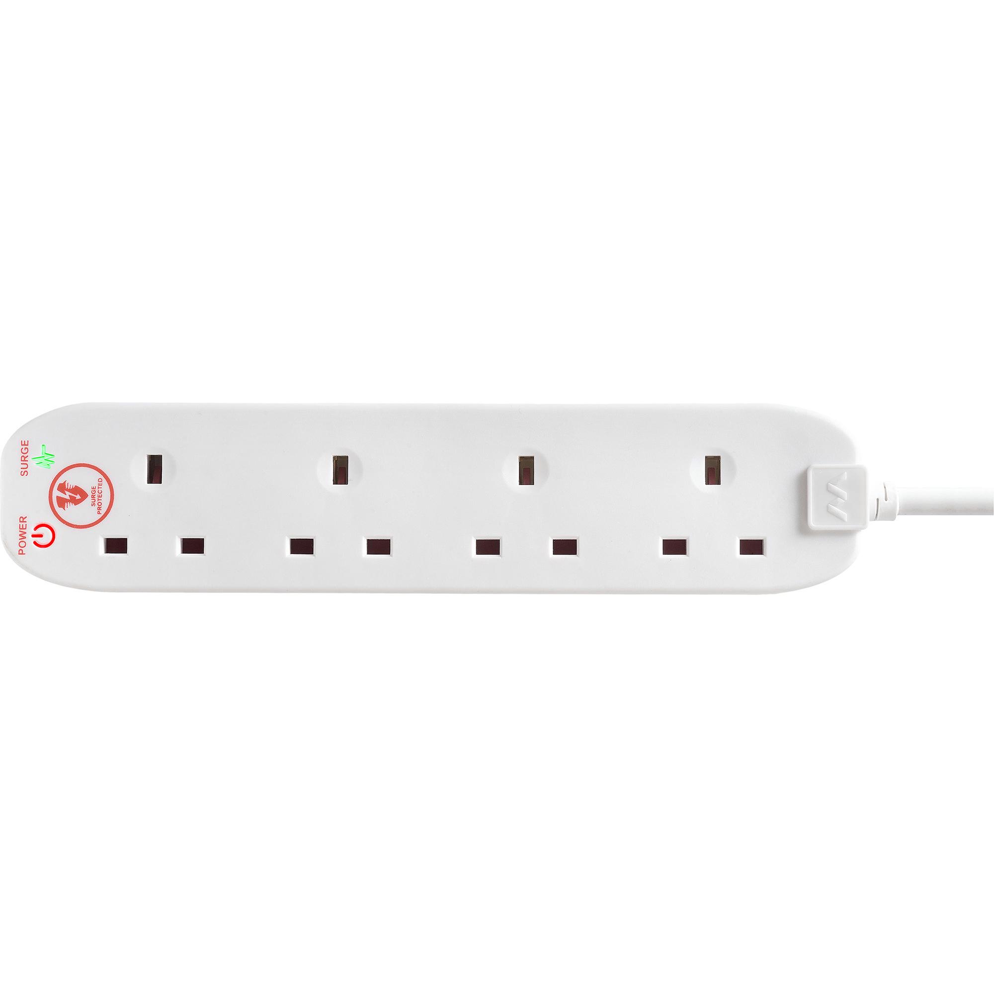 Masterplug 4 Socket 2m Extension Lead Surge Protection and LED - White thumbnail 3