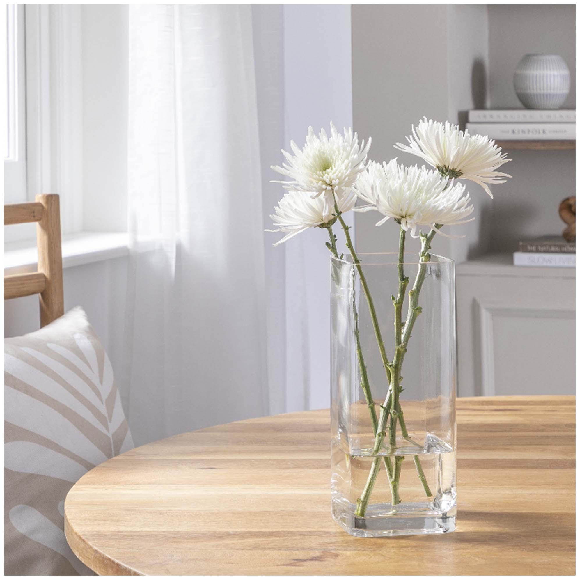 Habitat Medium Round Edge Square Glass Vase - Clear thumbnail 2