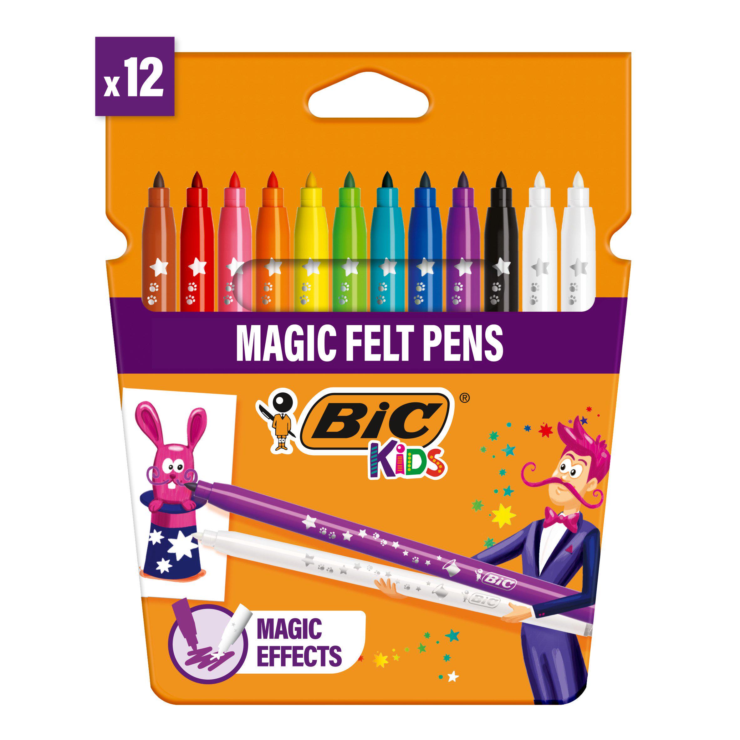 Bic Pack of 12 Kids Colour & Erase Magic Felt Pens
