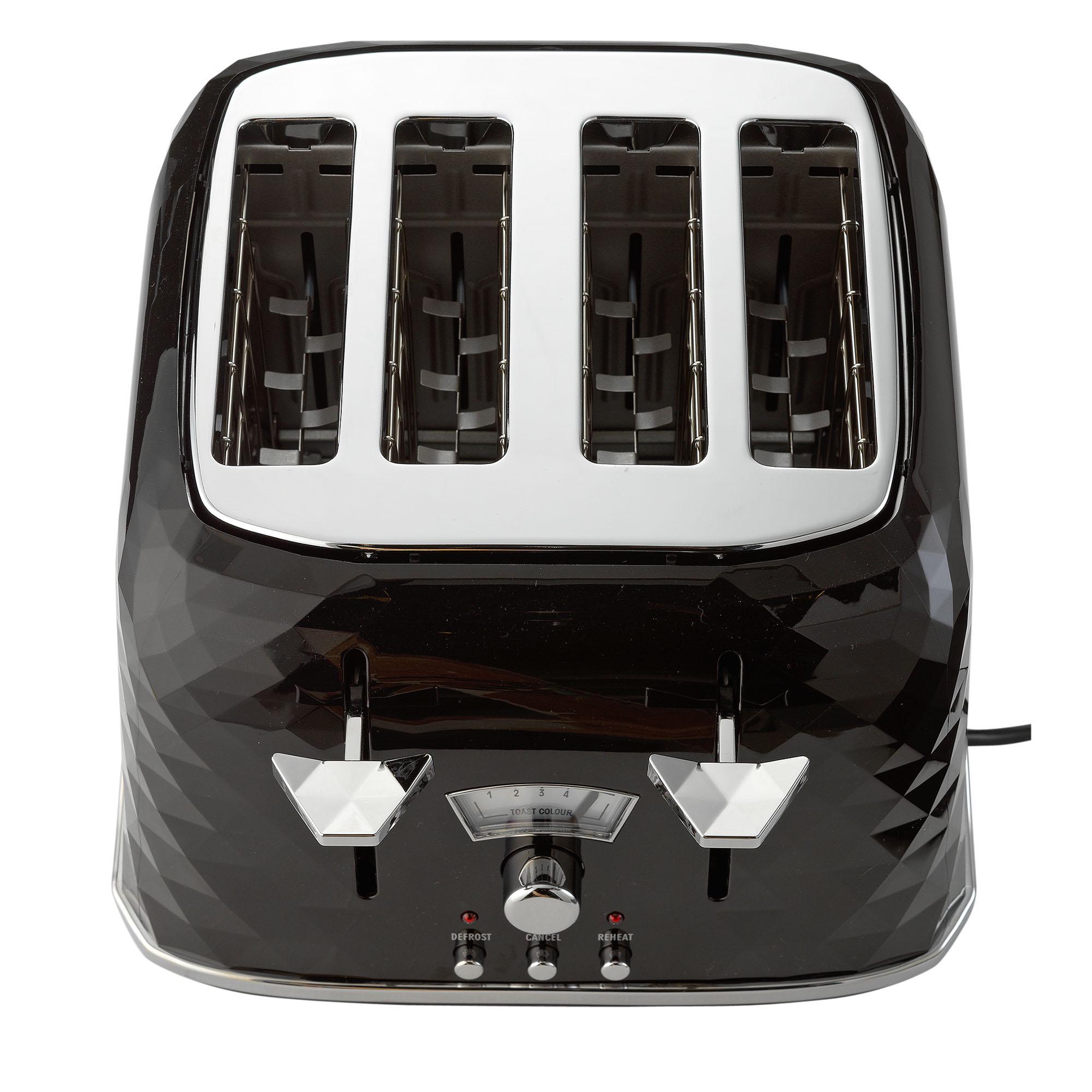 De'Longhi CTJ4003 Brillante 4 Slice Toaster - Black thumbnail 2