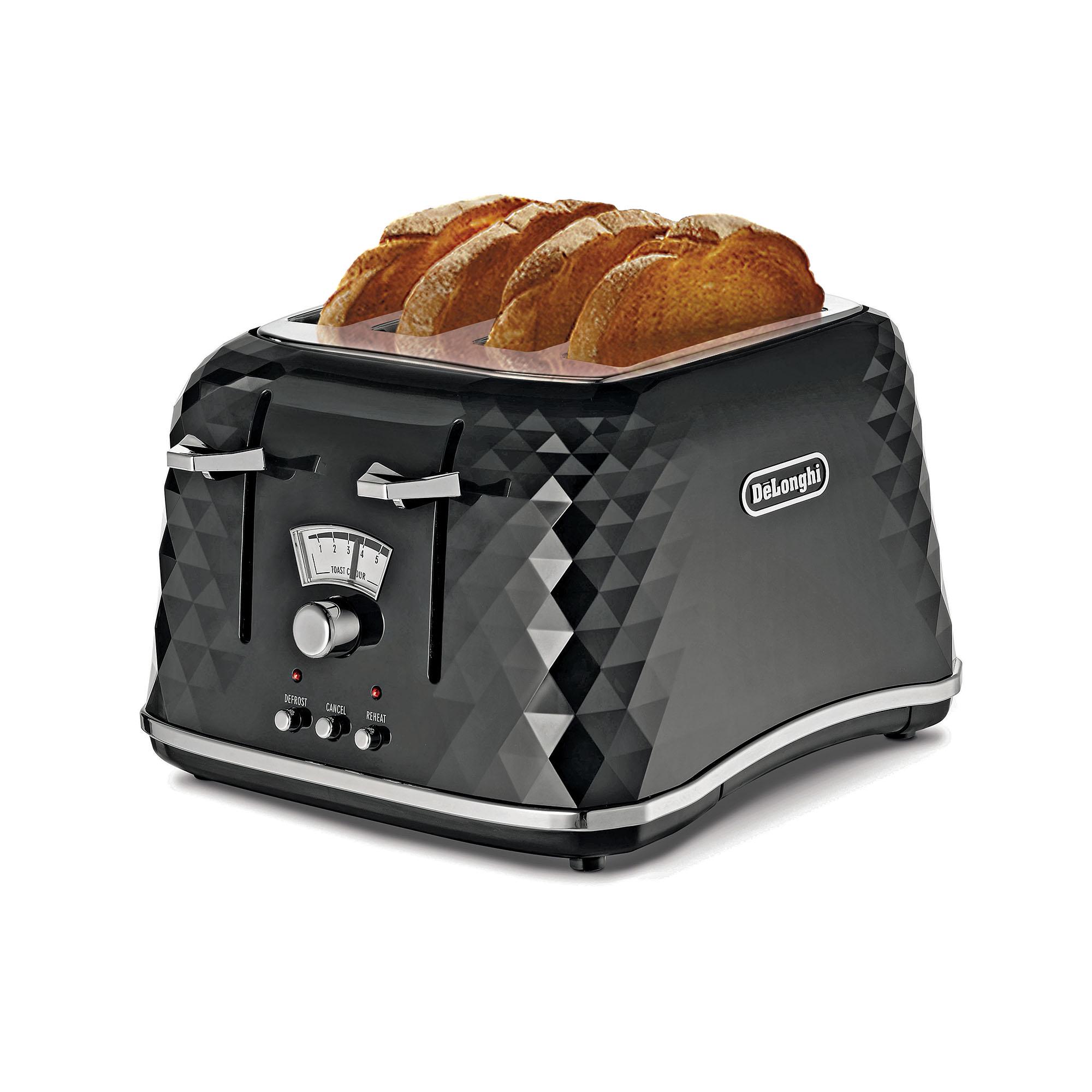 De'Longhi CTJ4003 Brillante 4 Slice Toaster - Black thumbnail 4
