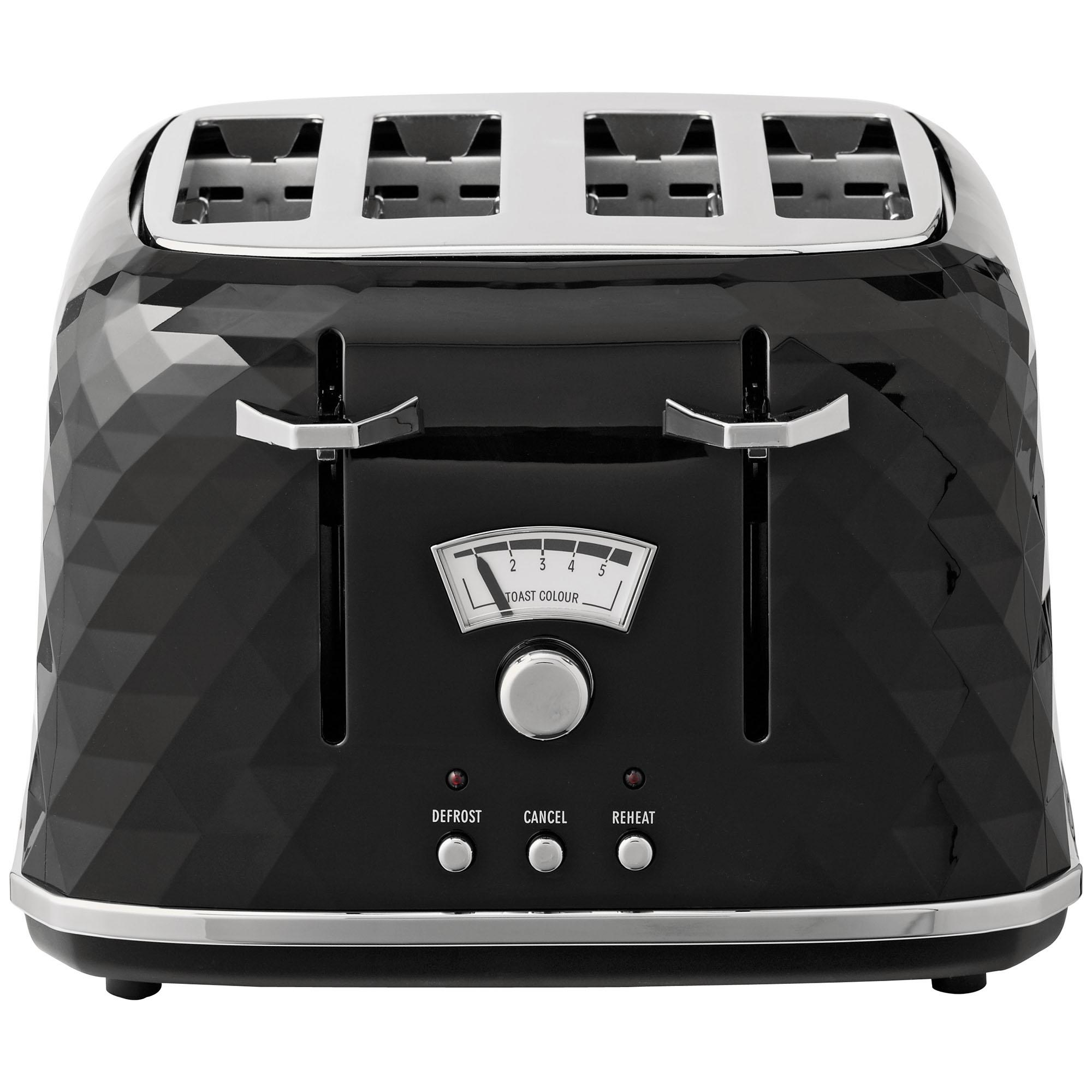 De'Longhi CTJ4003 Brillante 4 Slice Toaster - Black thumbnail 5