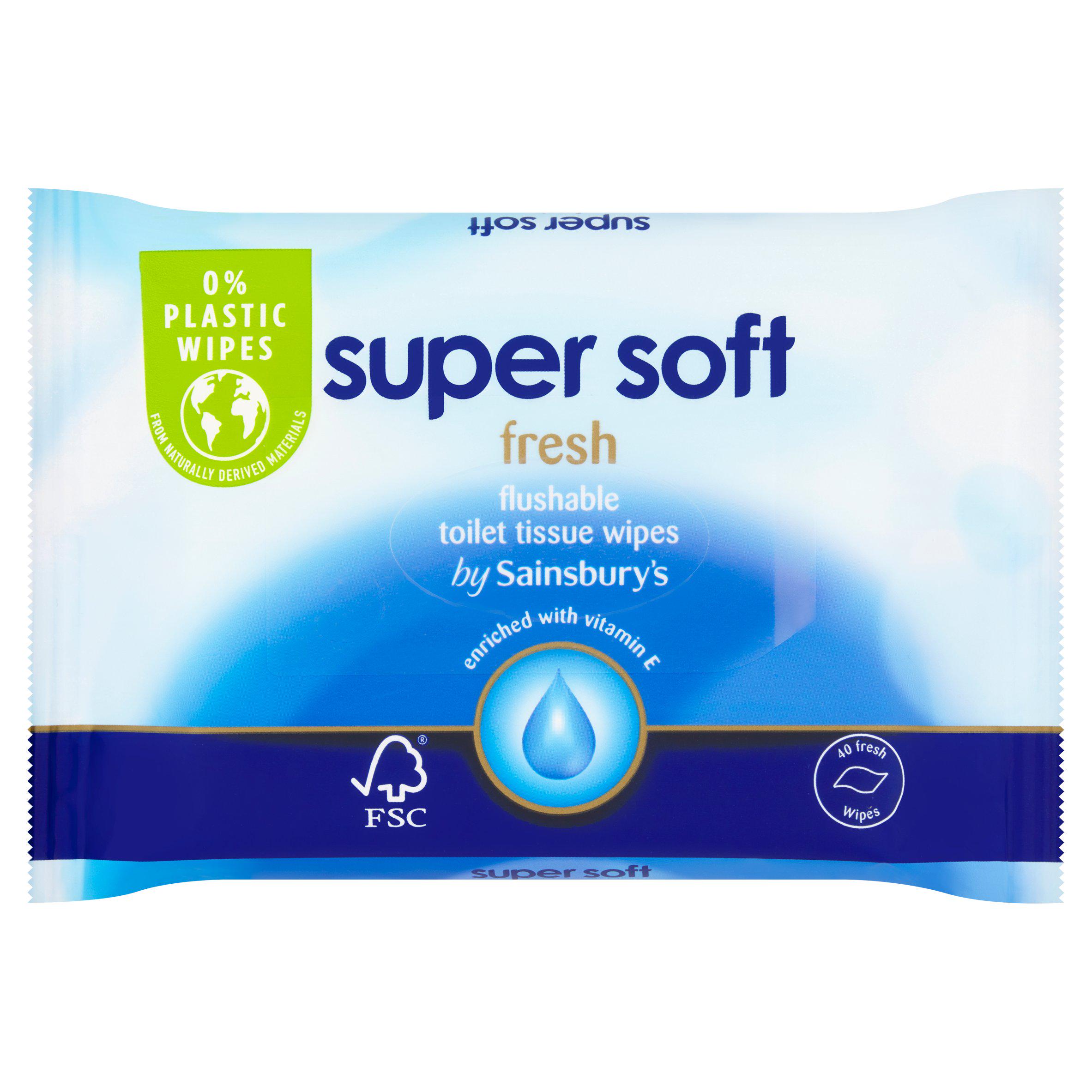 Sainsbury's Super Soft Flushable Moist Toilet Tissue, Fresh 40 wipes