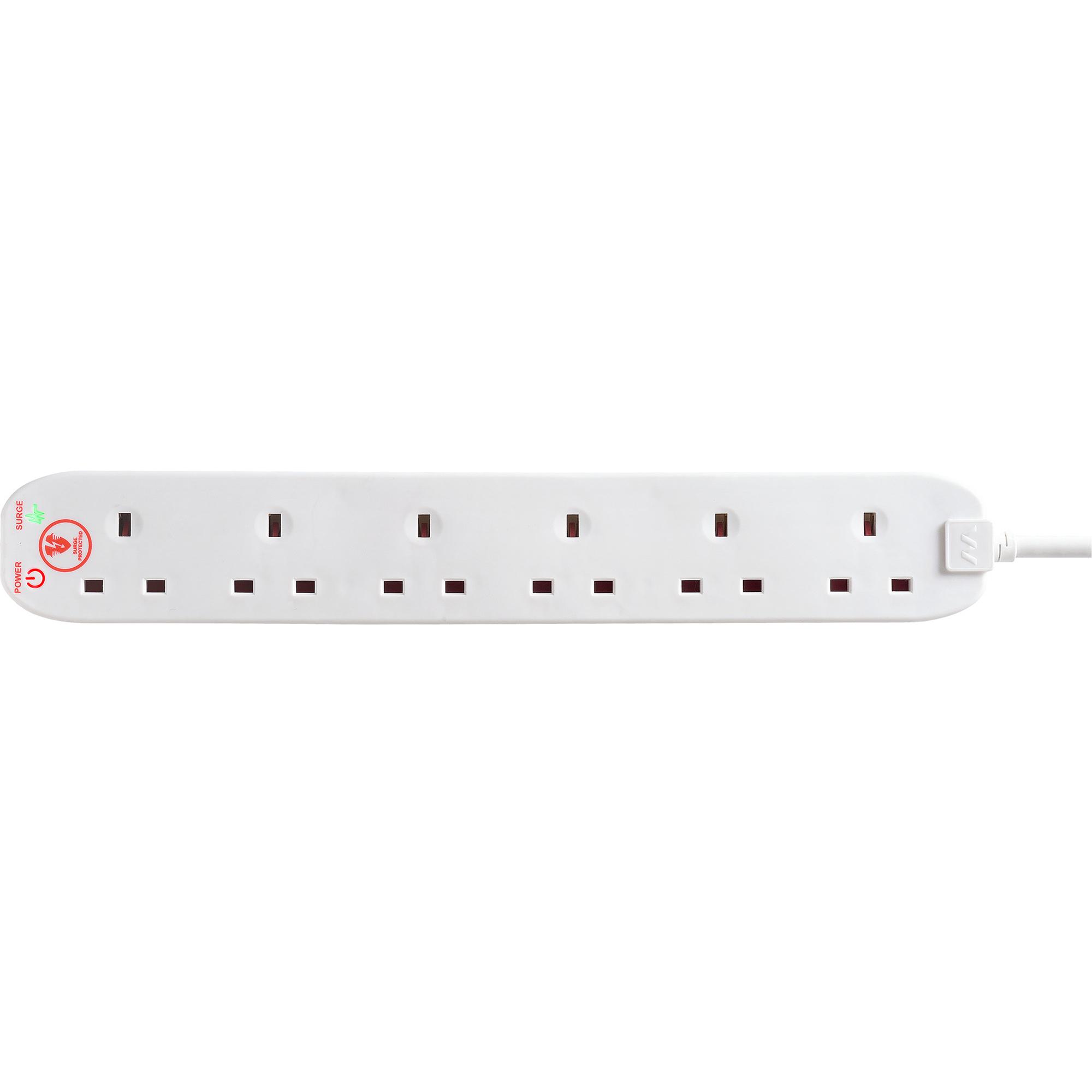 Masterplug 6 Socket 2m Extension Lead Surge Protection and LED - White thumbnail 3