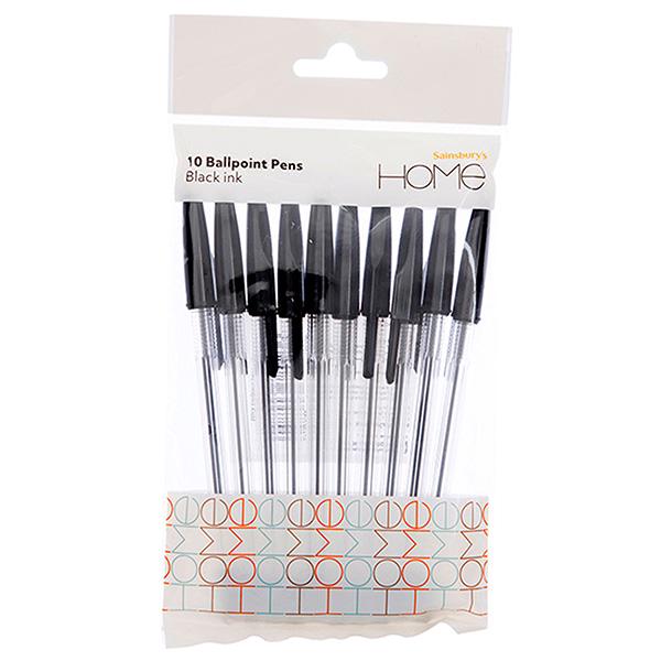 Sainsbury's Home Black Ballpoint Pen 10pk