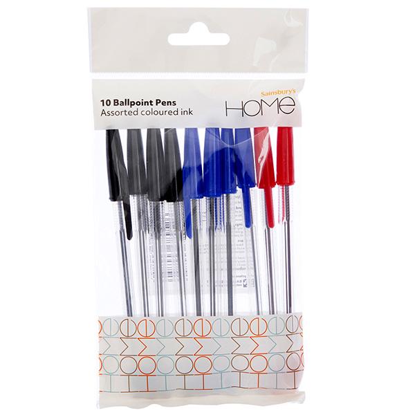 Sainsbury's Home Stick Ballpoint Multi-colored 10pk