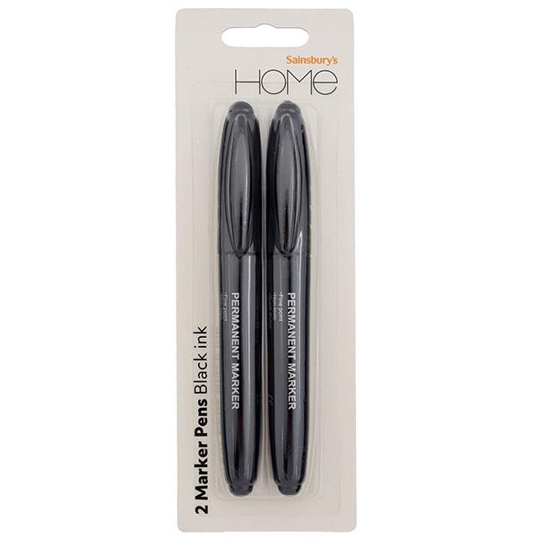 Sainsbury's Home Marker Pens Black 2pk