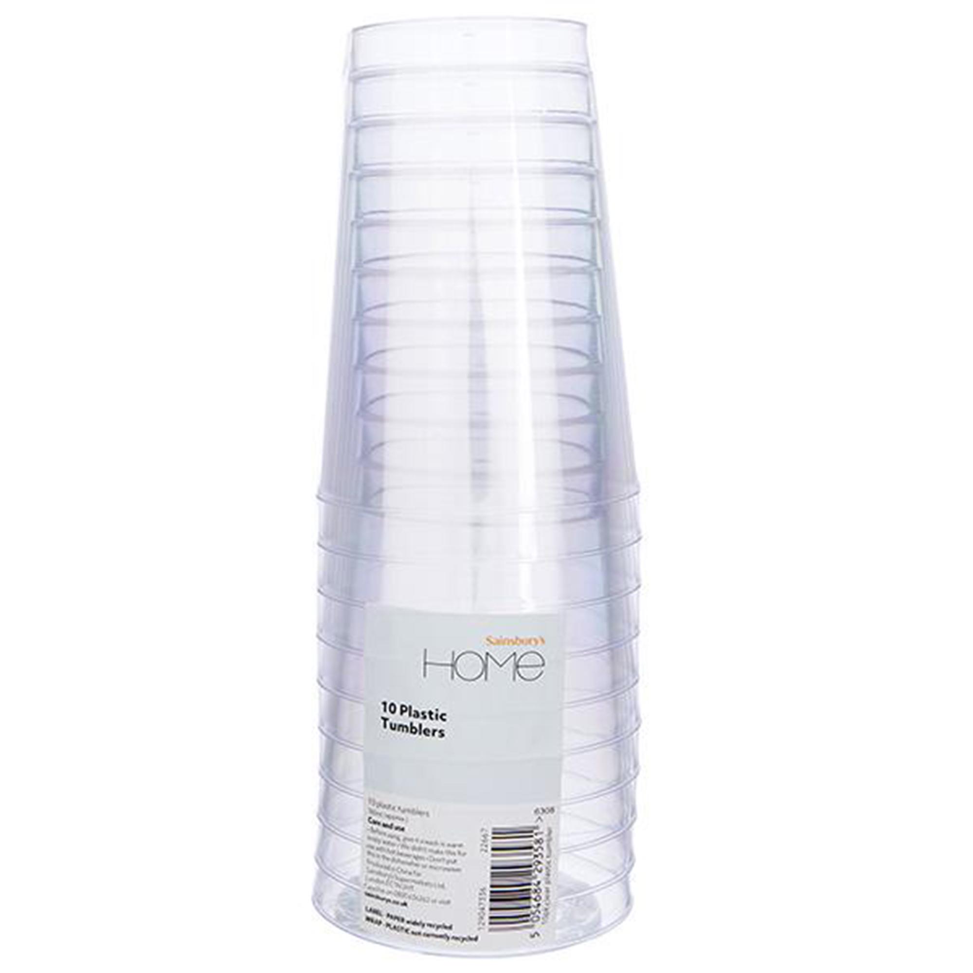 Sainsbury's Home Pack of 10 Clear Plastic Tumbler - 380ml