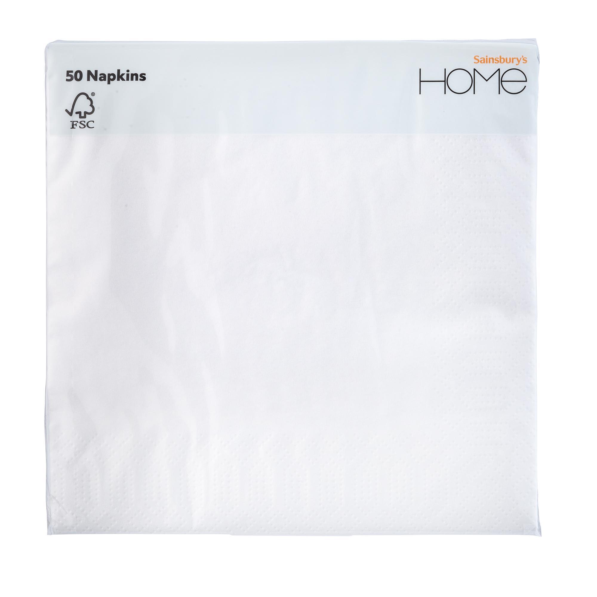 Sainsbury's Home Pack of 50 2ply White Paper Napkins - 33cm