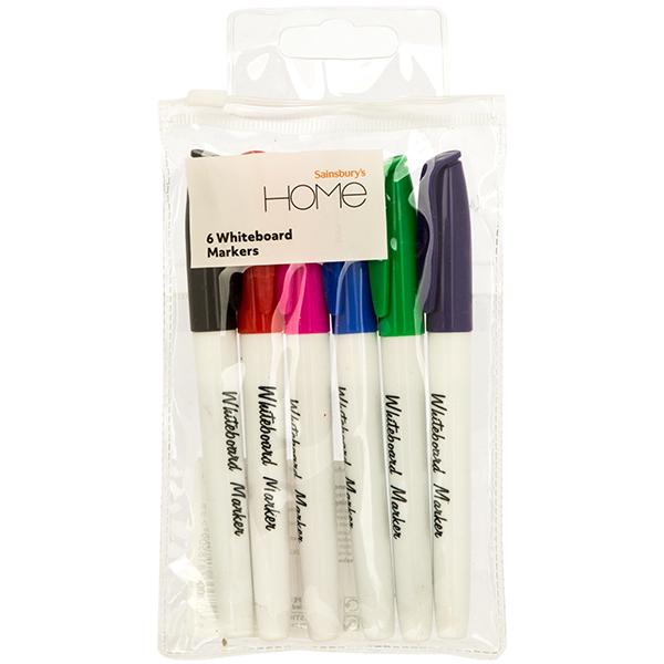 Sainsbury's Home Slim Whiteboard Markers 6pk