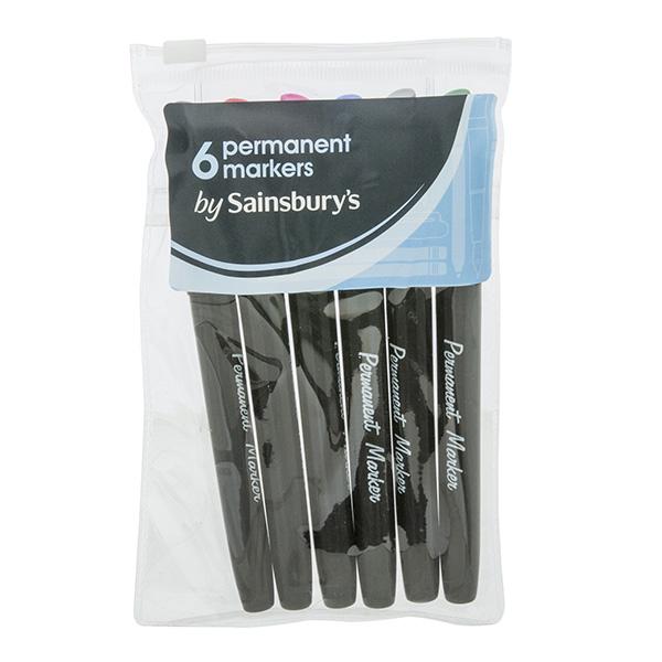 Sainsbury's Home Slim Permanent Markers 6pk