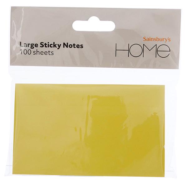 Sainsbury's Home Sticky Notes Yellow Large 100 Sheets