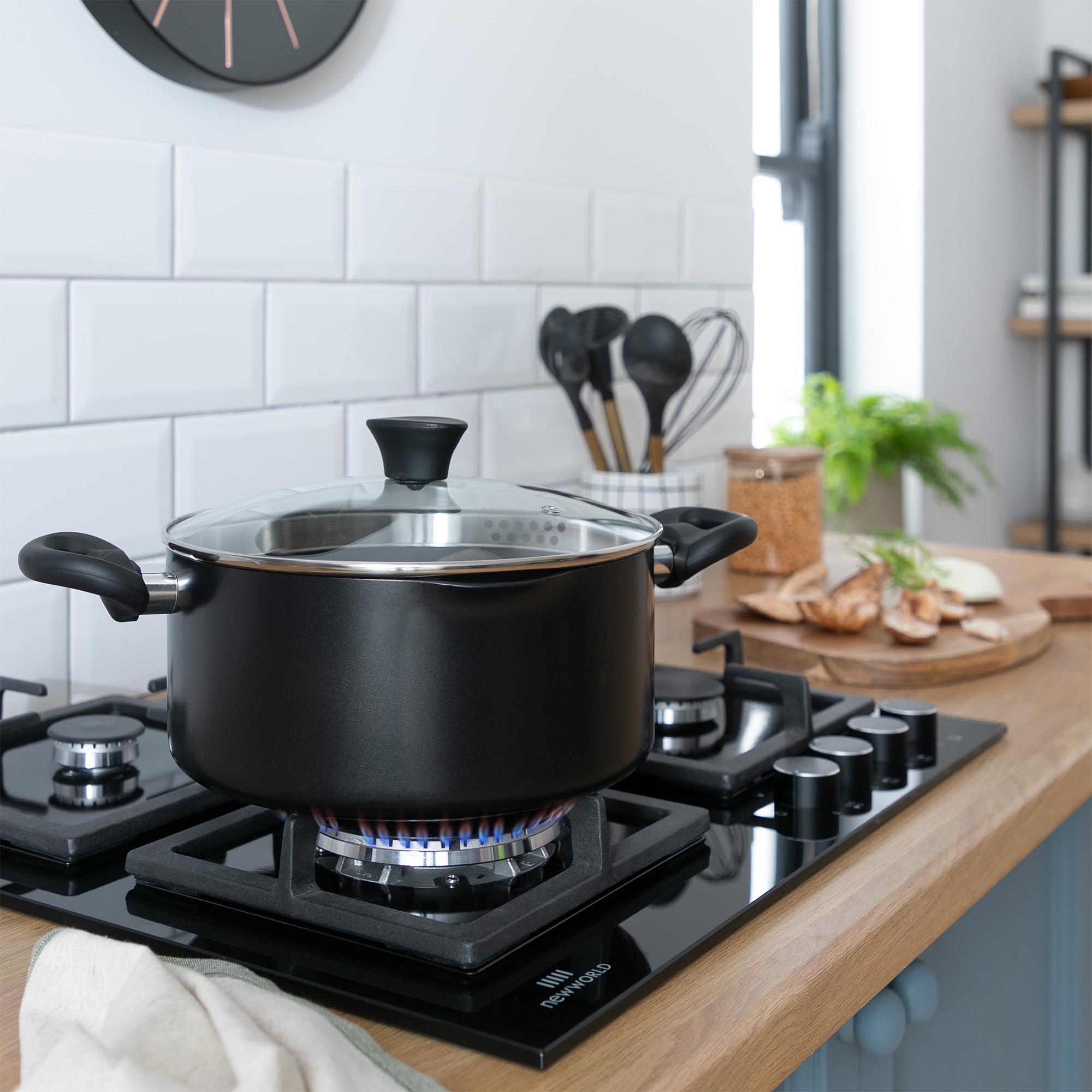 Habitat 24cm Aluminium Stockpot - Black thumbnail 2