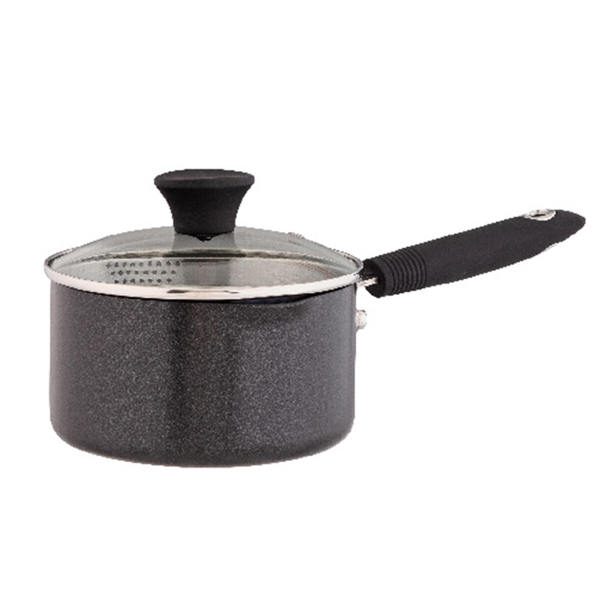 Habitat 16cm Aluminium Saucepan With Lid - Black