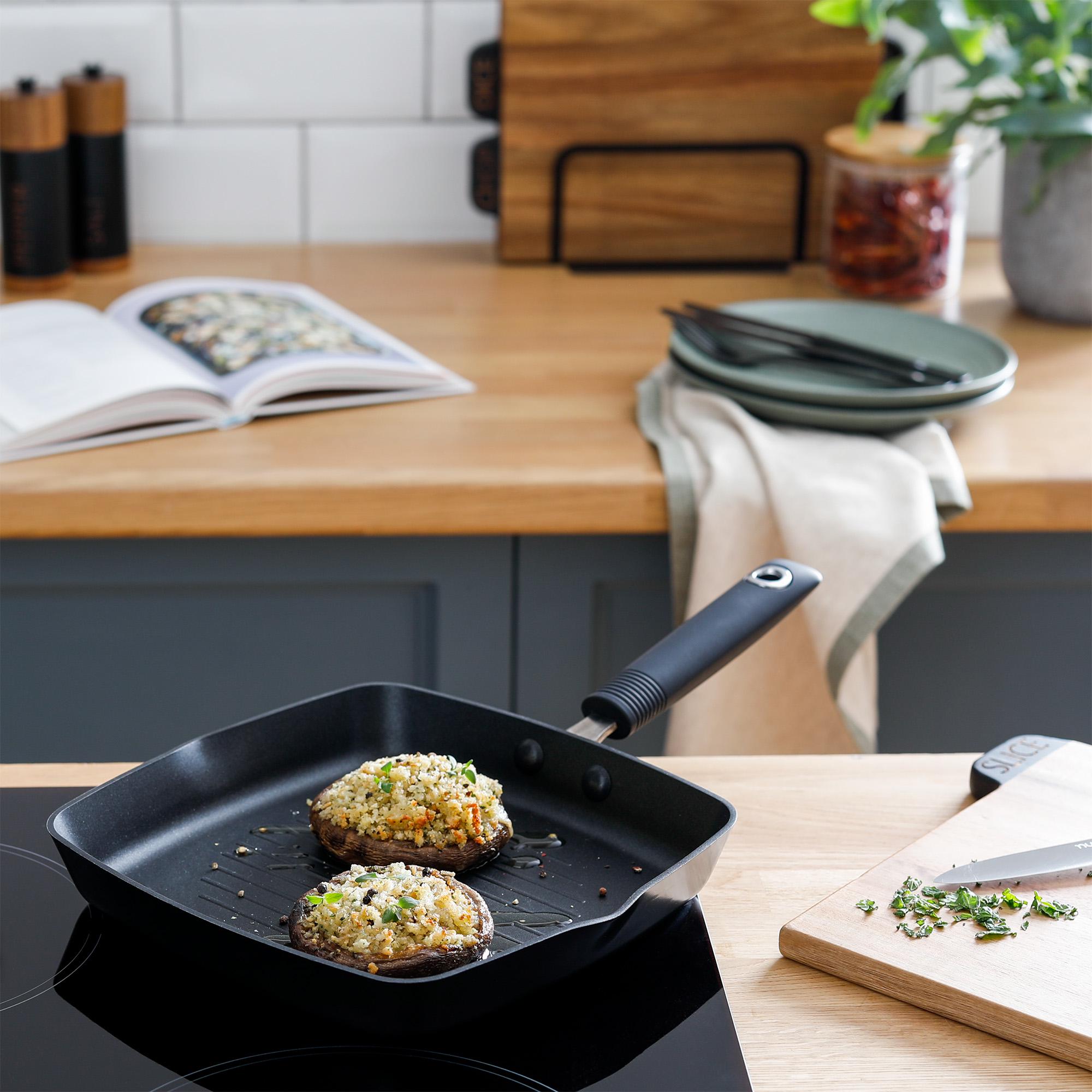 Habitat 24cm Non Stick Aluminium Griddle Pan - Black thumbnail 2