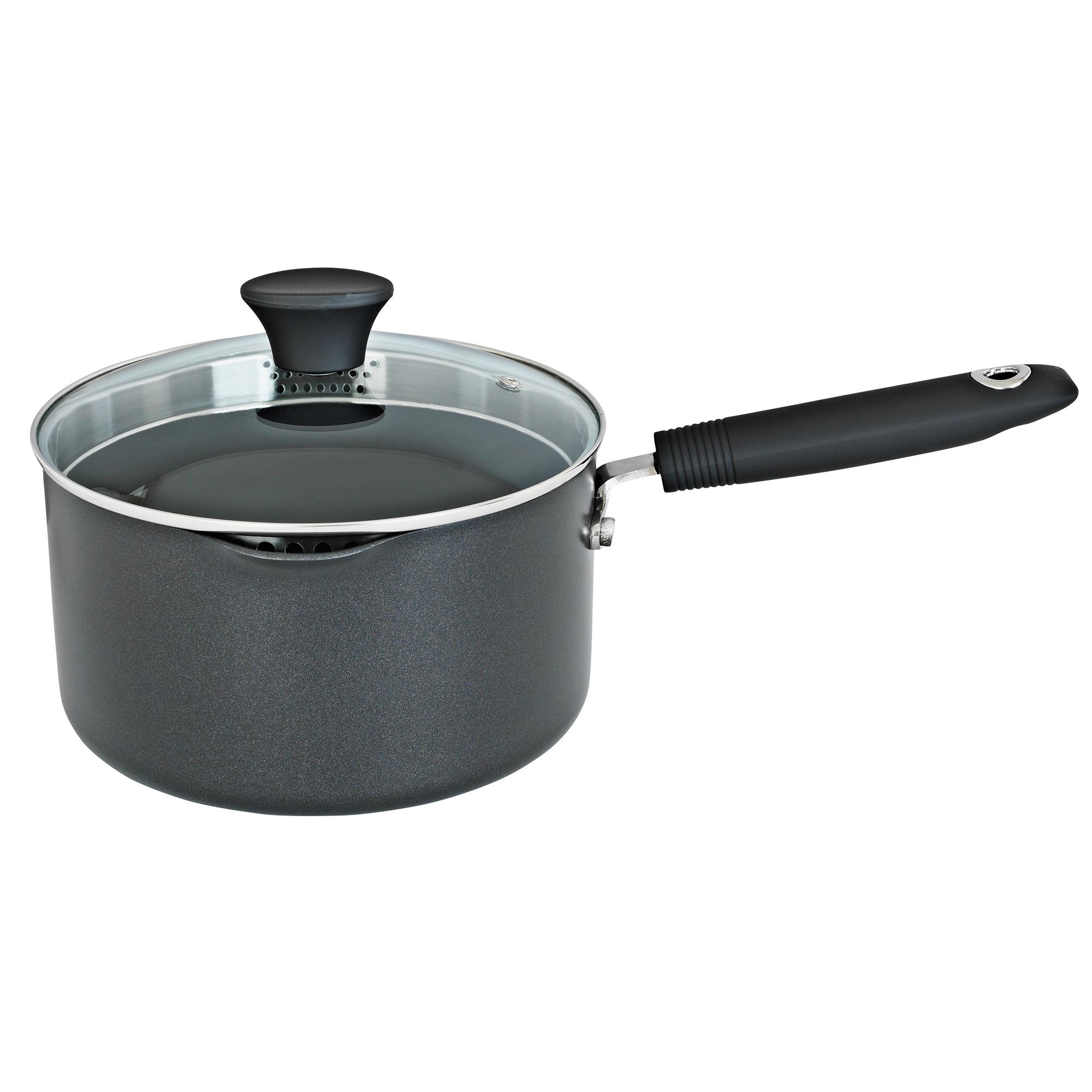 Habitat 3 Piece Aluminium Pan Set - Black thumbnail 2