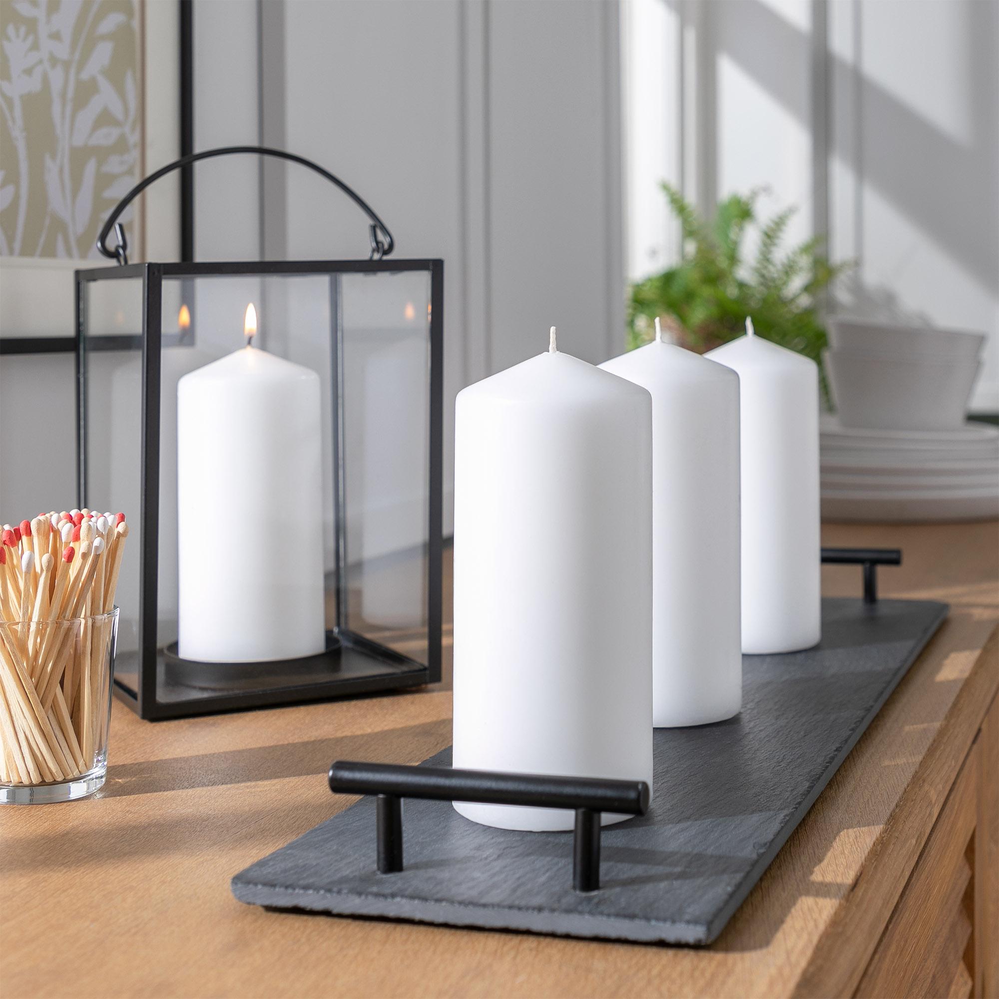 Habitat Large Pillar Unscented Candle - White Pack of 4 thumbnail 2