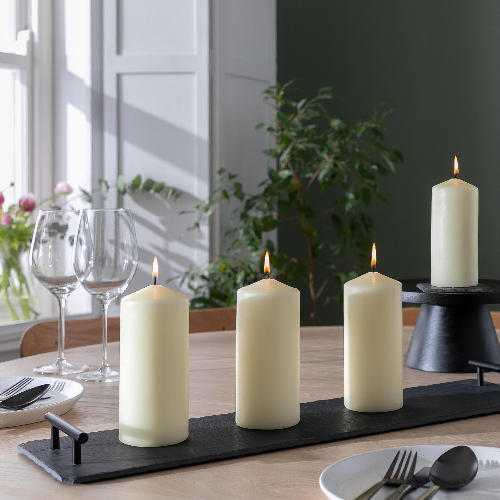 Habitat Large Pillar Candle Set - Ivory - Pack of 4 thumbnail 2