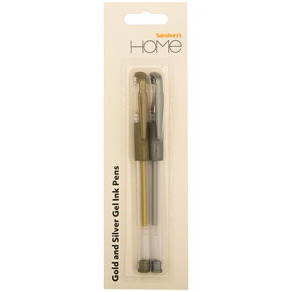 Sainsbury's Home Gold And Silver Ink Pens 2pk
