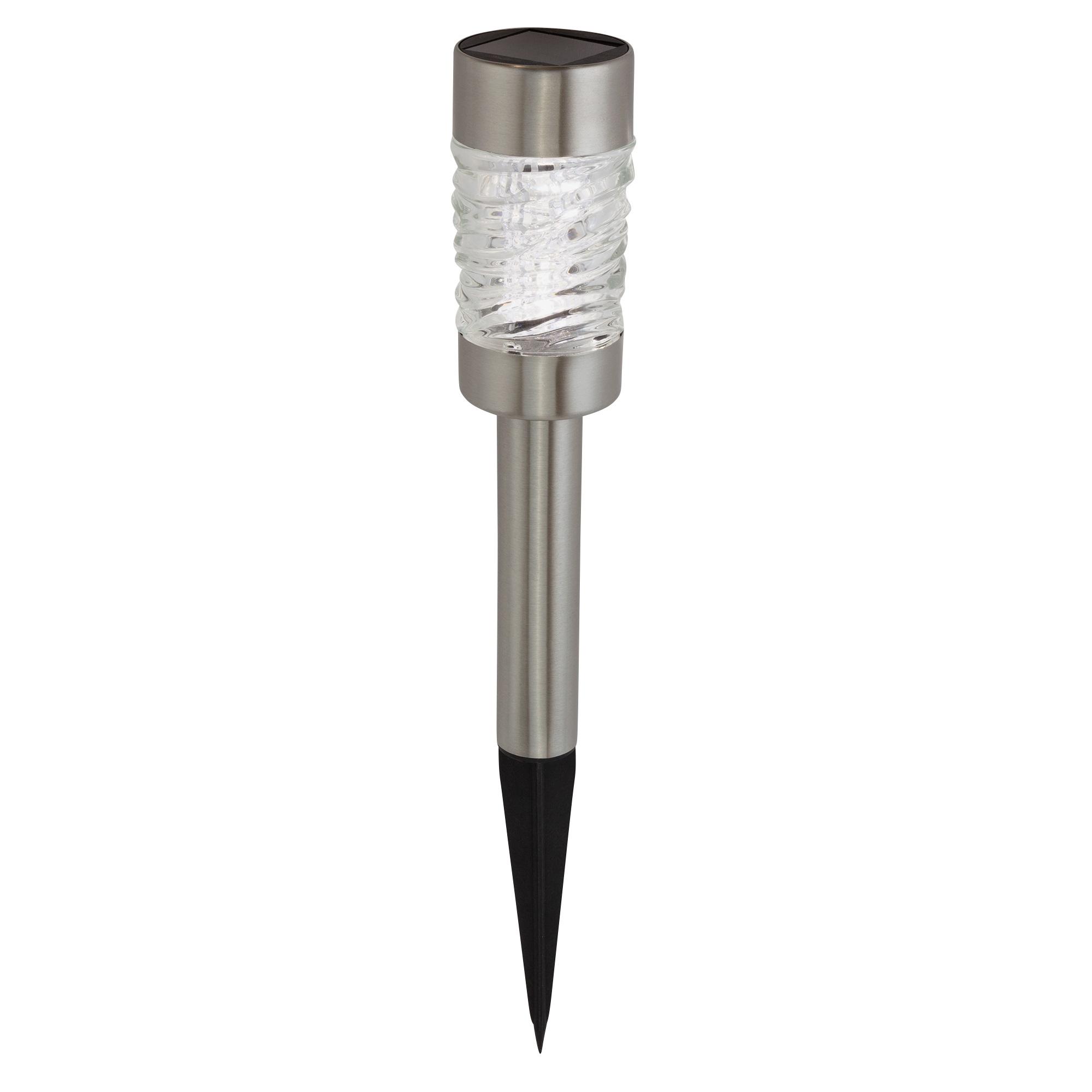 Sainsbury's Home Solar Glass Rippled Flare Stake Stainless Steel 3 Lumen