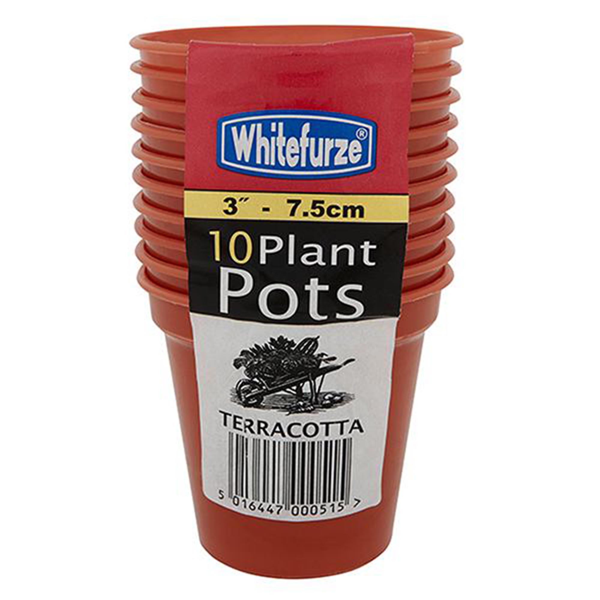 Whitefurze Pack of 10 Plastic Pot - 7.5cm
