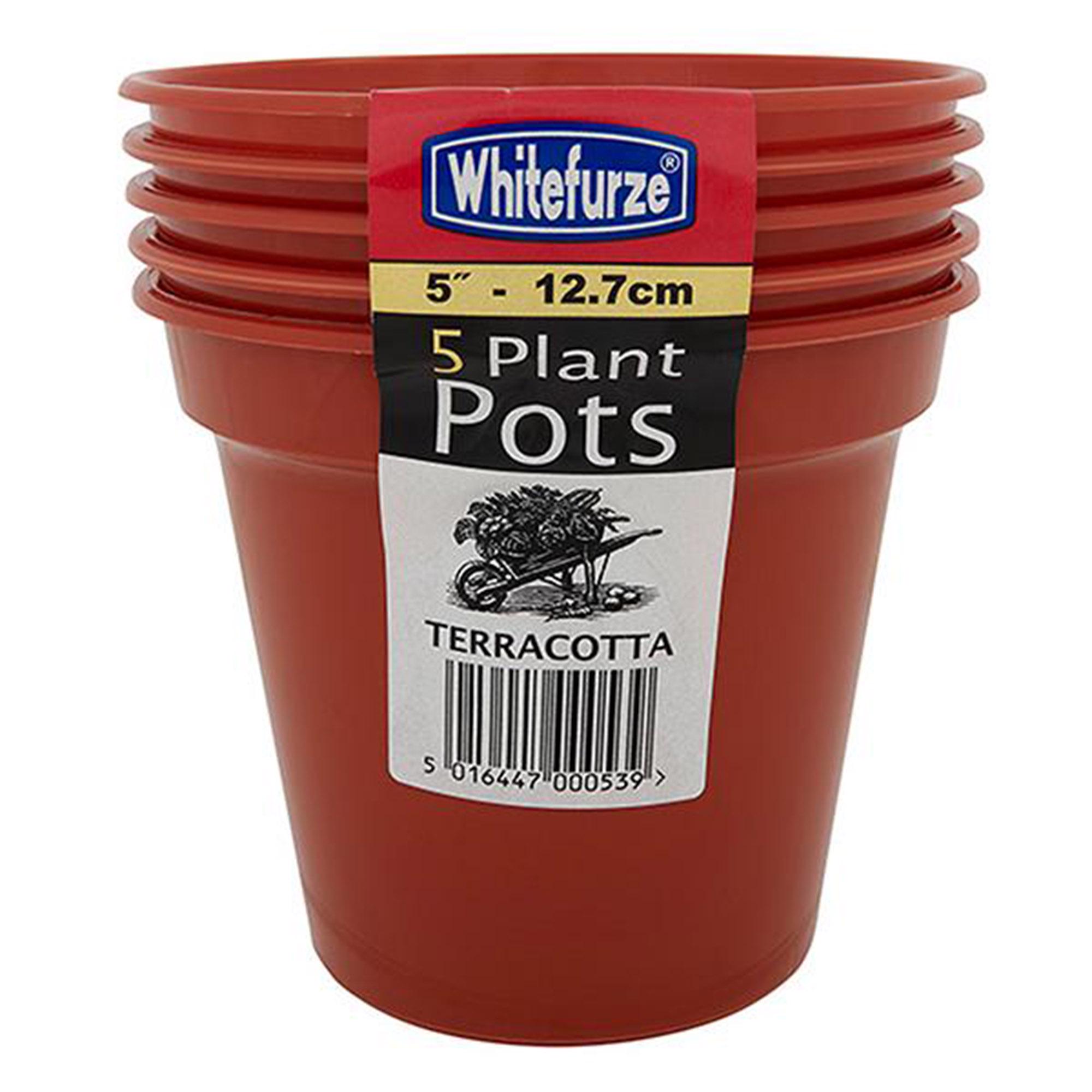 Whitefurze Pack of 5 Plastic Pot - 12.7cm