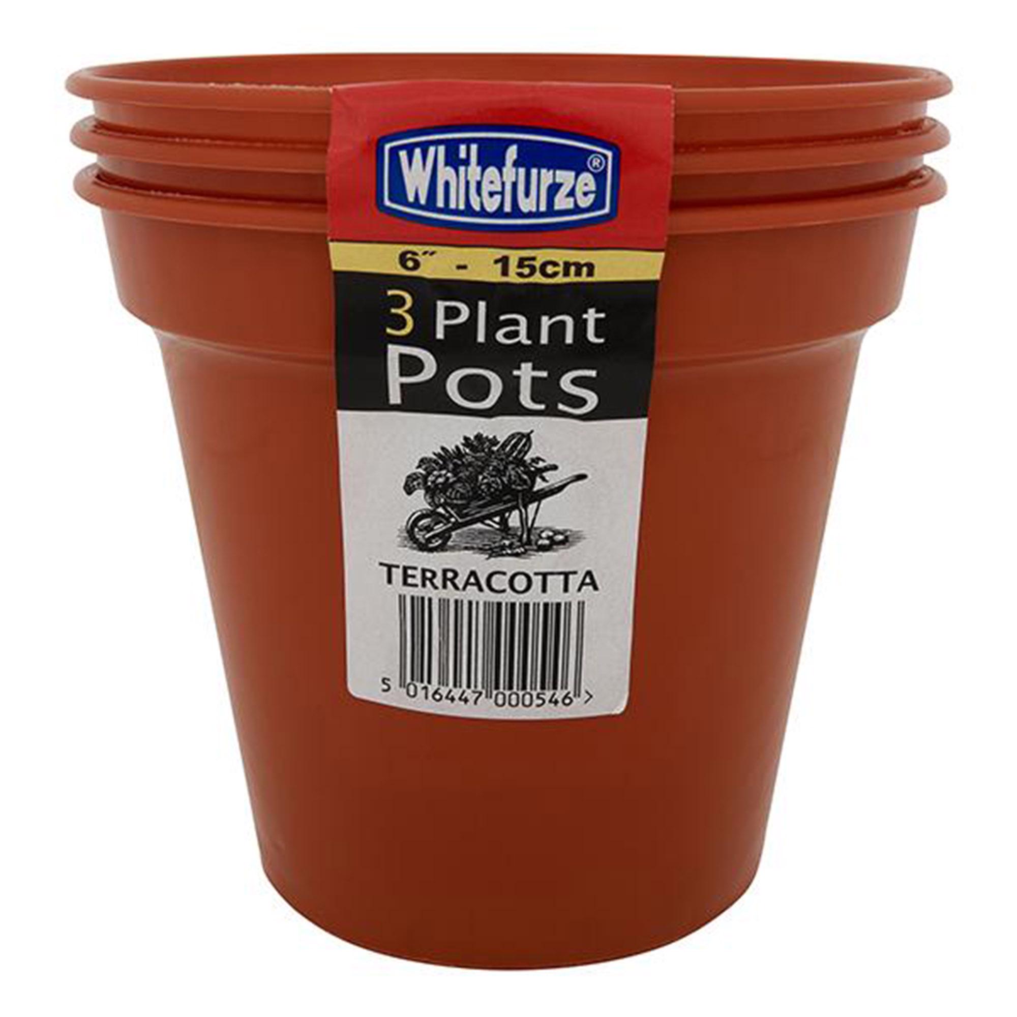 Whitefurze Pack of 3 15cm Plastic Pot