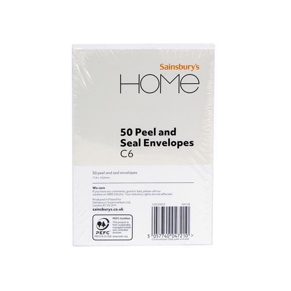 Sainsbury's Home Envelopes Peel & Seal C6 50pk