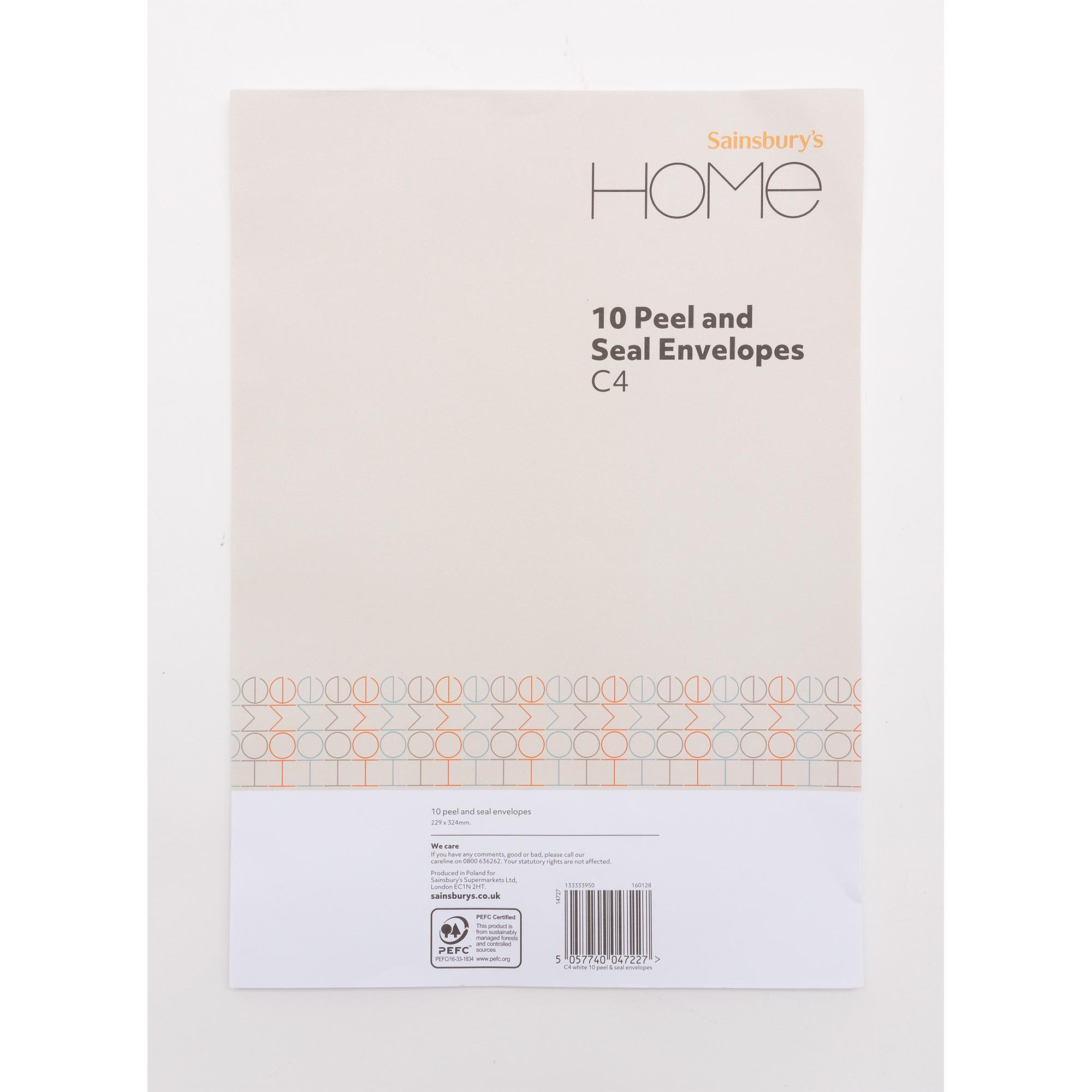 Sainsbury’s Home White Peel and Seal Envelopes C4 10pk