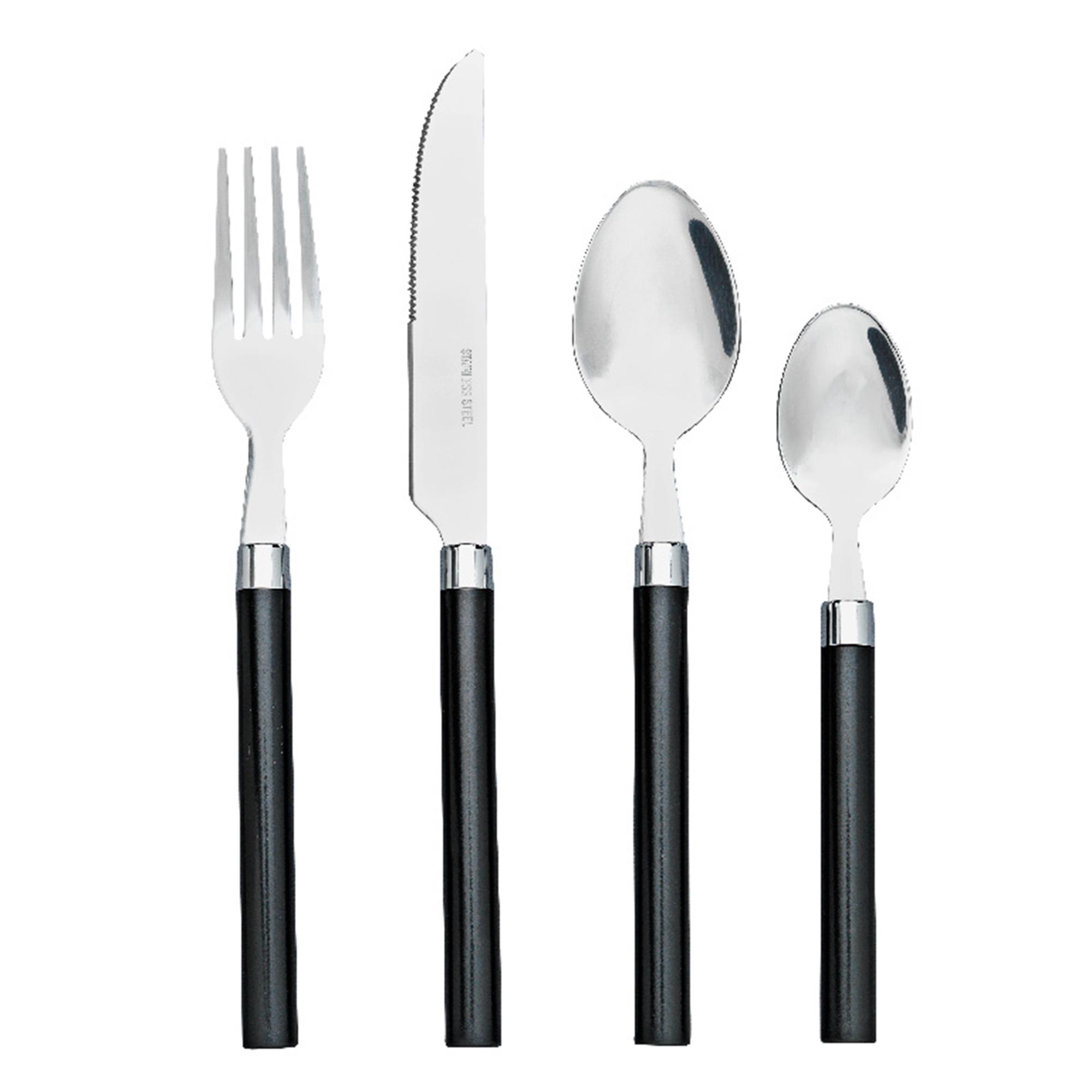 Sainsbury's Home 16pc Coloured Handle Cutlery Set - Black