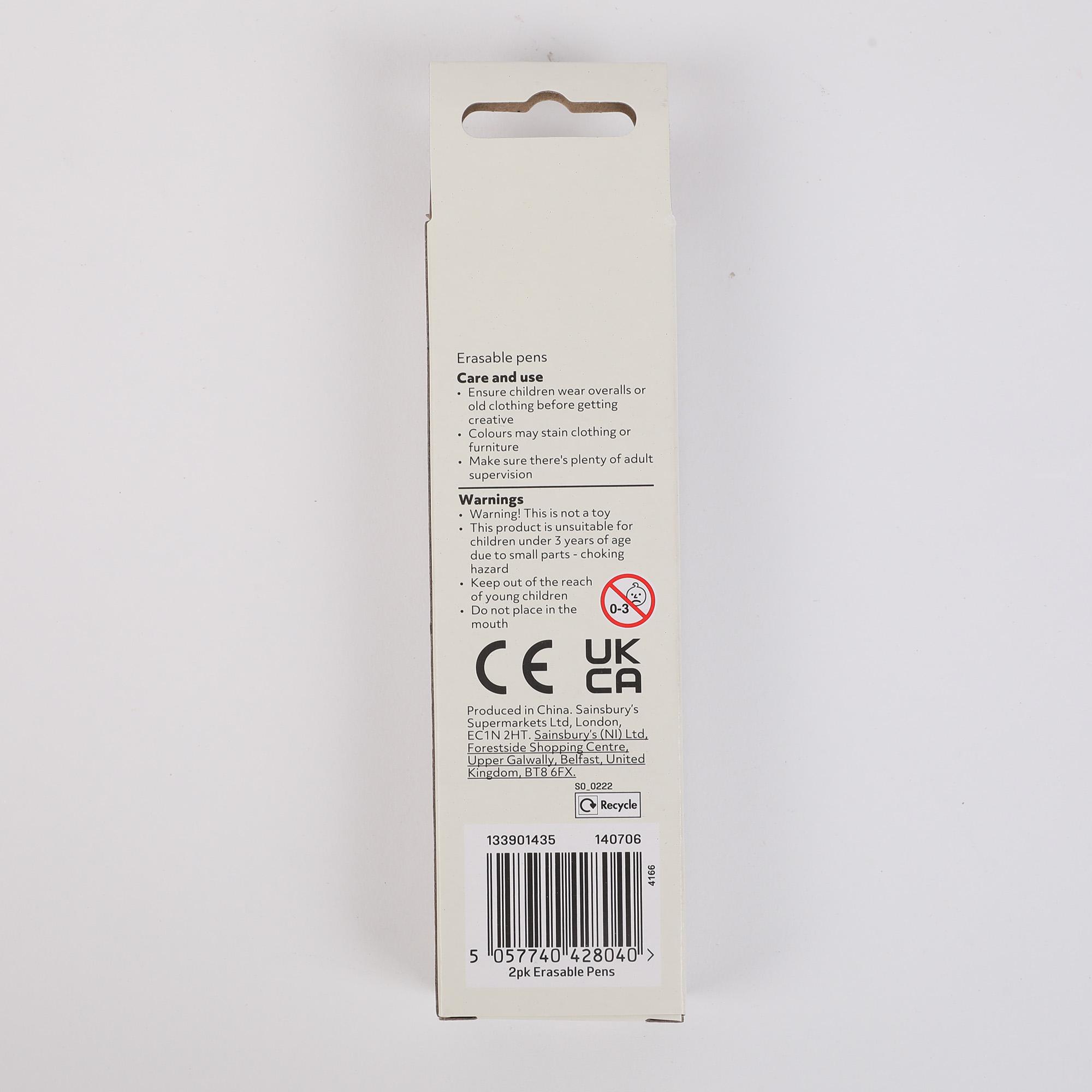 Sainsbury's Home Pack of 2 Erasable Pens thumbnail 2