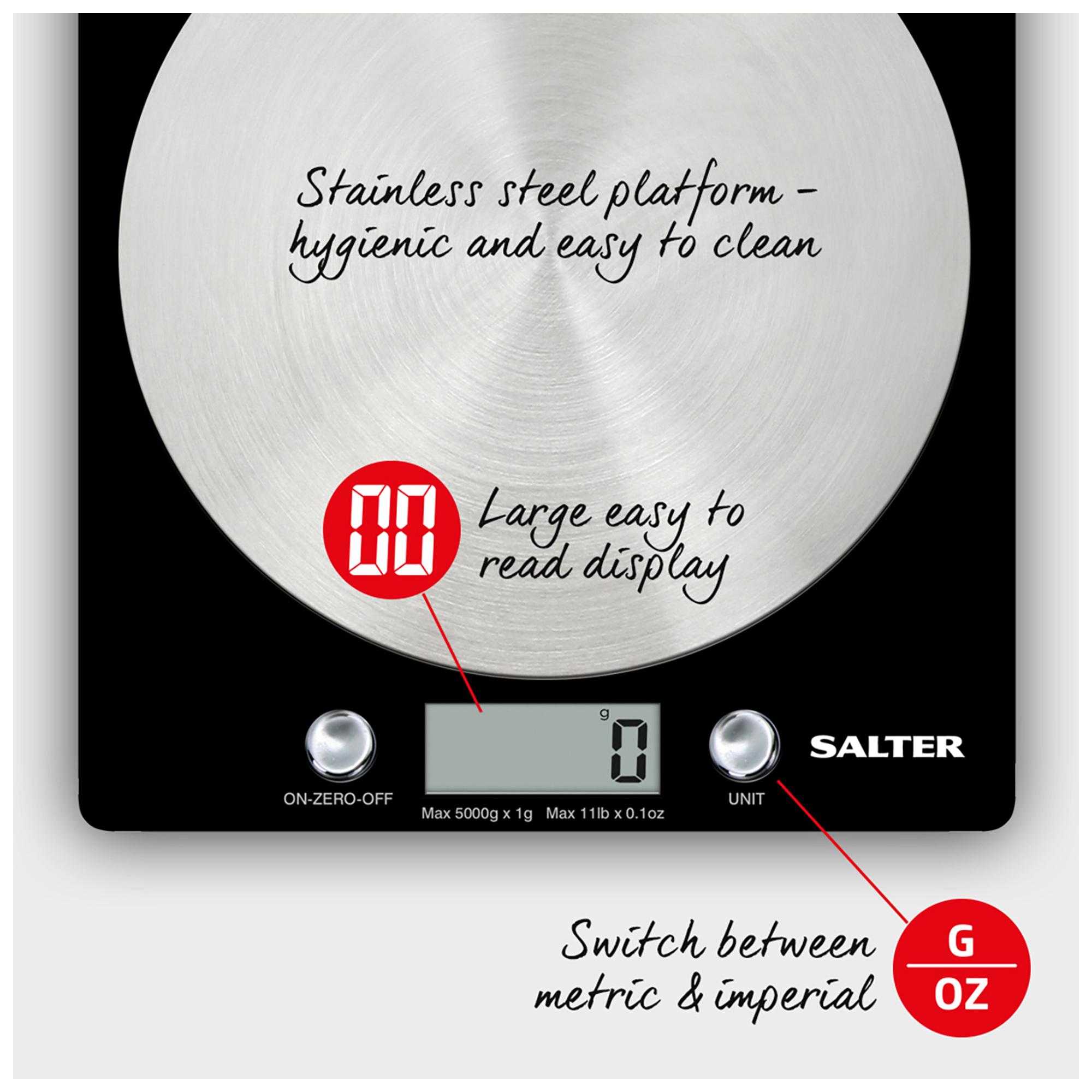 Salter Electronic Scale with Steel Platform - Black thumbnail 5