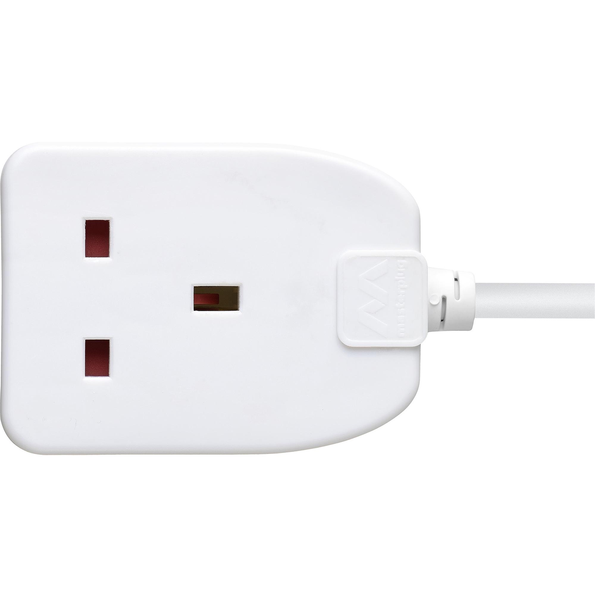 Masterplug Basic 1 Single Socket Power Extension Lead 5m Cable - White thumbnail 3