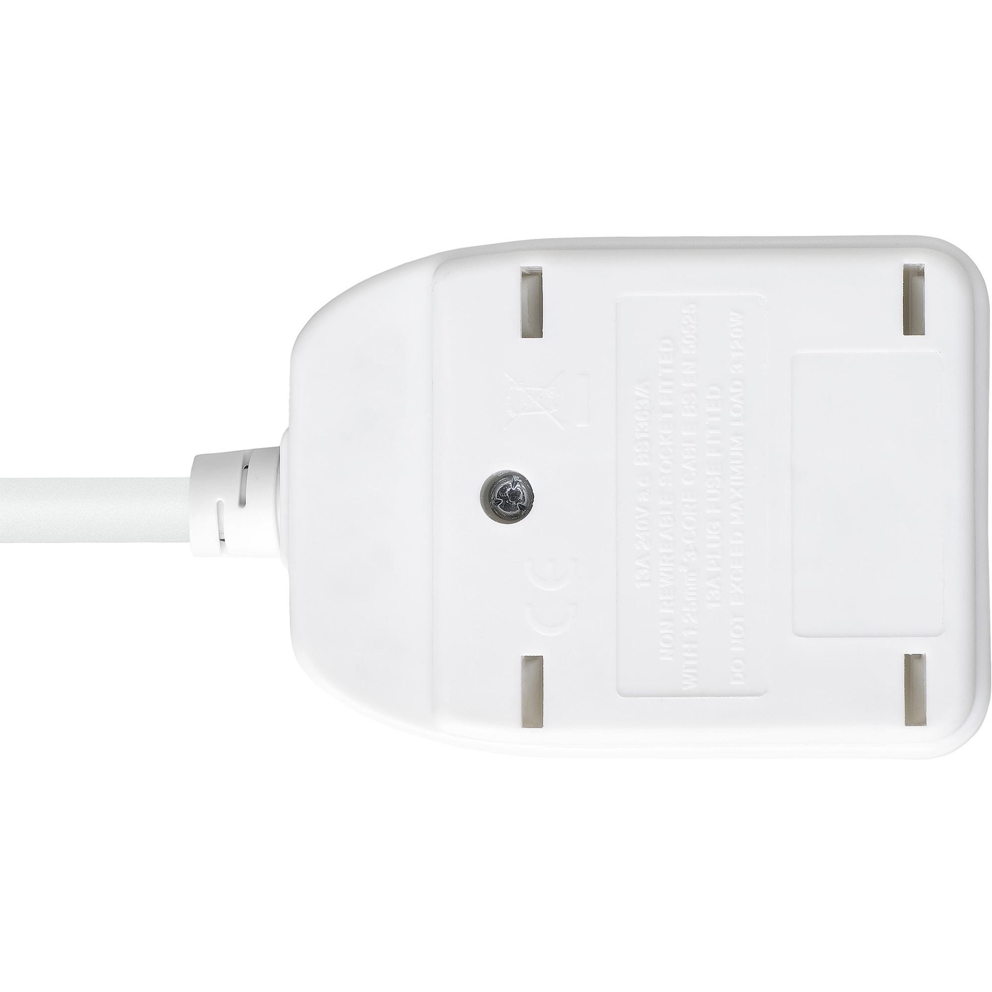 Masterplug Basic 1 Single Socket Power Extension Lead 5m Cable - White thumbnail 4