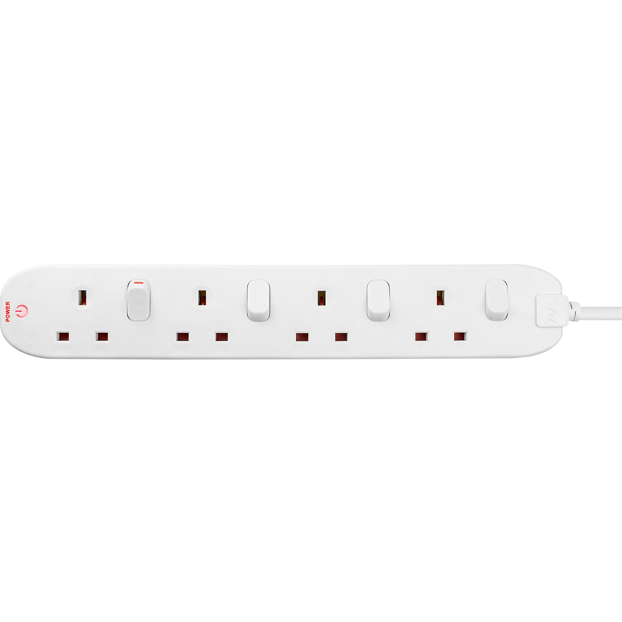 Masterplug 4 Socket 2m Extension Lead Individual Switches and LED - White thumbnail 3